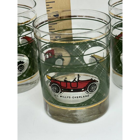 VTG Libbey Classic Car Whiskey Glasses Set of 3 12oz Willys Oveland Tumblers MCM - Picture 6 of 11